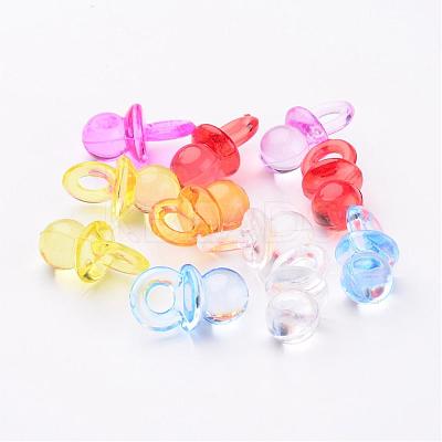 Mixed Color Transparent Acrylic Baby Pacifier Pendants X-TACR-R16-M-1