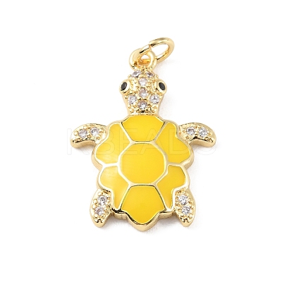 Rack Plating Brass Micro Pave Cubic Zirconia Pendants KK-C021-01G-03-1