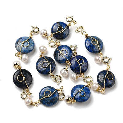 Natural Lapis Lazuli Flat Round Pendant Decorations G-R489-47G-1