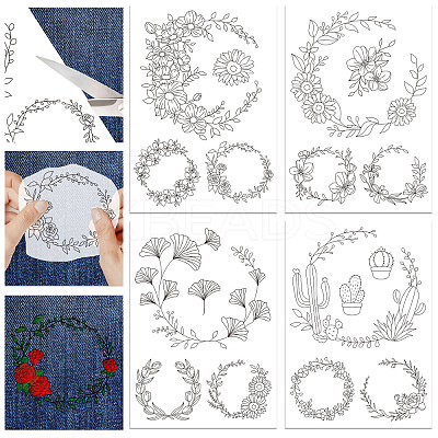 4 Sheets 11.6x8.2 Inch Stick and Stitch Embroidery Patterns DIY-WH0455-010-1