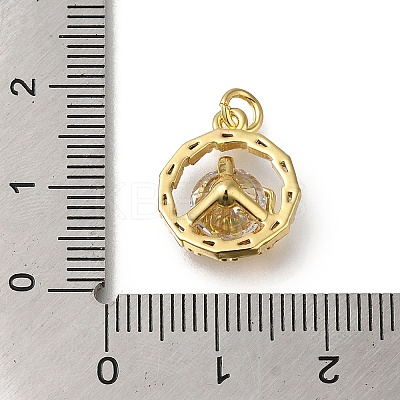 Rack Plating Brass Micro Pave Clear Cubic Zirconia Pendants KK-G500-20G-1
