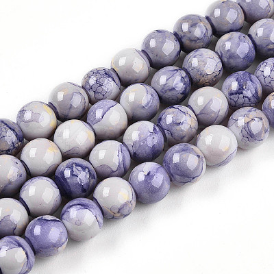 Baking Paint Glass Beads Strands X-DGLA-N003-10mm-C08-1