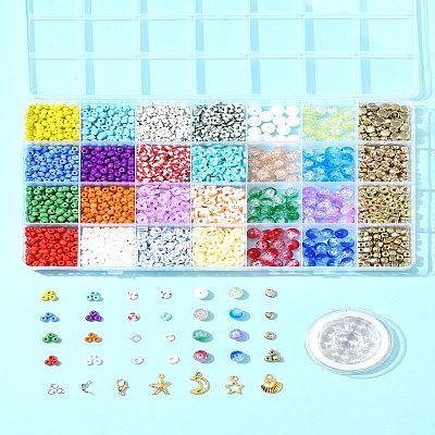 DIY Alloy & Polymer Clay & Glass Earring/Bracelets Jewelry Making Kits DIY-FS0007-29-1