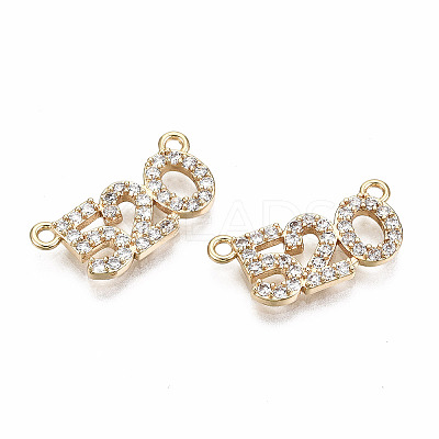 Valentine's Day Theme Brass Micro Pave Clear Cubic Zirconia Pendant Links Connectors KK-T056-76G-NF-1