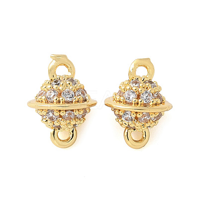 Brass Micro Pave Cubic Zirconia Connector Charms KK-U056-36G-1