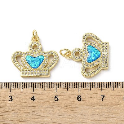 Brass Micro Pave Clear Cubic Zirconia Pendants KK-C045-01A-G-1