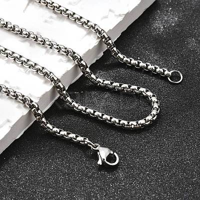 Non-Tarnish 304 Stainless Steel Box Chain Necklaces NJEW-O110-05H-P-1