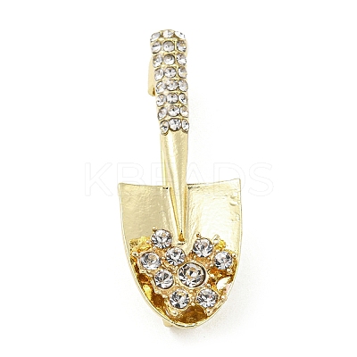 Shovel Alloy Rhinestone Brooch Pins JEWB-P029-01G-1