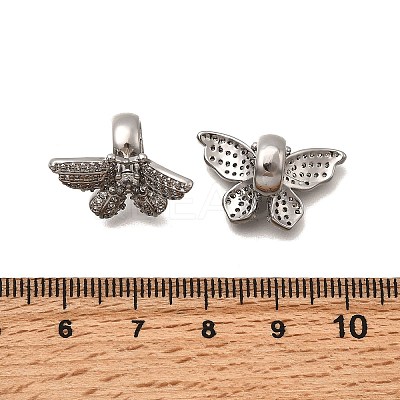 Brass Micro Pave Clear Cubic Zirconia European Beads KK-Z126-23P-1