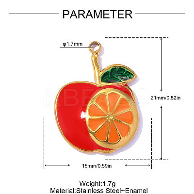 304 Stainless Steel Enamel Pendants STAS-OY017-29G-1