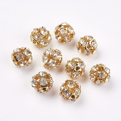 Brass Clear Rhinestone Beads RB-A017-10mm-G-1