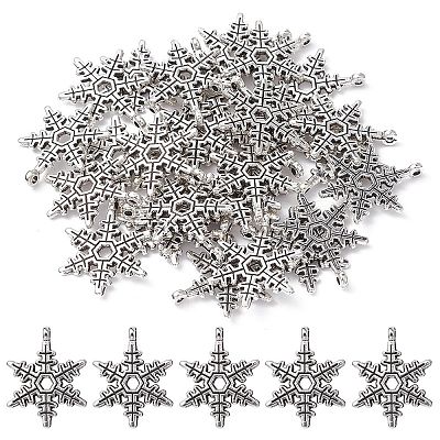 Christmas Snowflake Tibetan Style Alloy Pendants TIBEP-YW0001-58-1