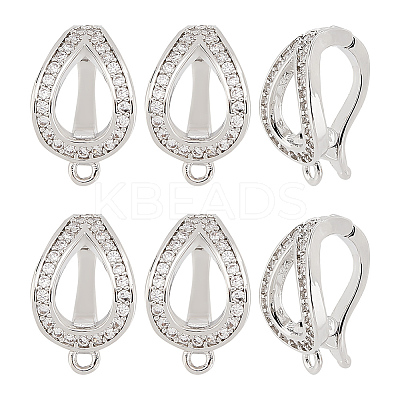 6Pcs Brass Micro Pave Clear Cubic Zirconia Twister Clasp FIND-BC0004-02-1