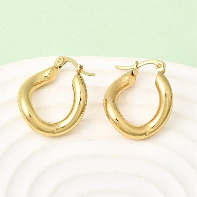 Oval 201 Stainless Steel Hoop Earrings EJEW-Z151-05G-1