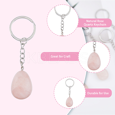 Natural Rose Quartz Keychain G-DC0001-24-1