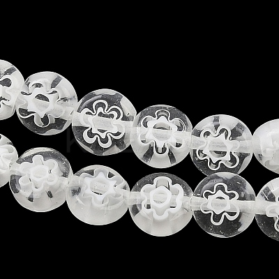 Handmade Millefiori Glass Flat Round Bead Strands LK-P010-05-1