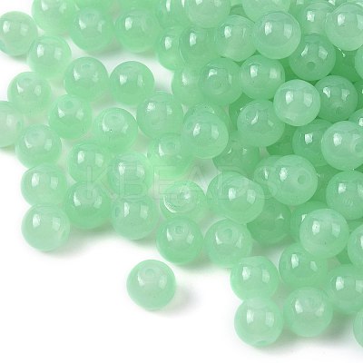 2 Strands Baking Paint Imitation Jade Glass Round Bead Strands DGLA-FS0001-20D-1