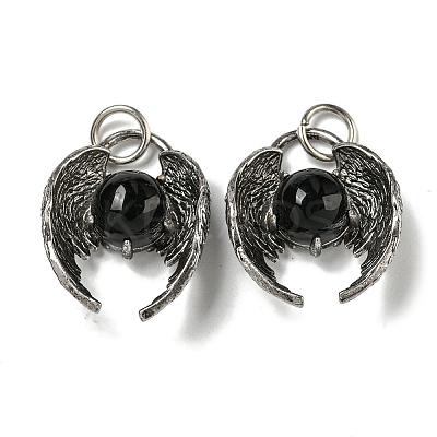Bat Natural Obsidian Pendants G-F766-03AS-05-1