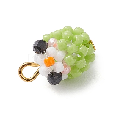 Glass Seed Beaded Bird Charms PALLOY-MZ00971-03-1
