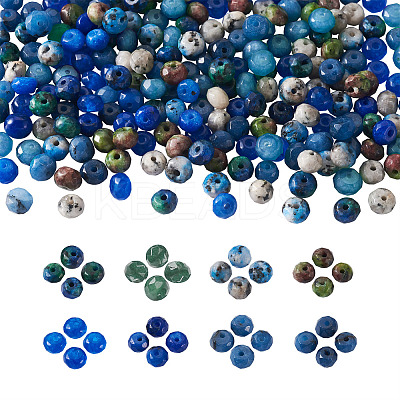 240Pcs 8 Colors Dyed Natural Sesame Jasper/Kiwi Jasper Rondelle Beads G-CD0001-11-1