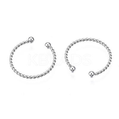 Non-Tarnish 304 Stainless Steel Twist Rope Cuff Ring LS-X-RJEW-S045-133-1