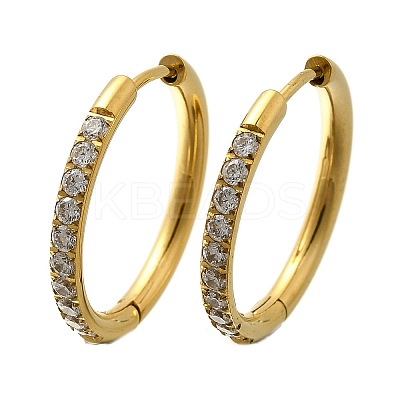 304 Stainless Steel Micro Pave Clear Cubic Zirconia Huggie Hoop Earrings EJEW-C096-01H-G01-1