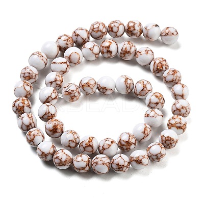 Synthetic Gold Line Turquoise Beads Strands G-H026-01B-01-1
