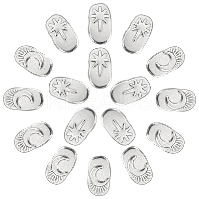 16Pcs 2 Style Oval with Moon & Star 304 Stainless Steel Cabochons STAS-DC0002-66-1