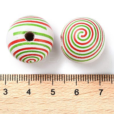Printed Wood European Beads WOOD-Z002-03C-1