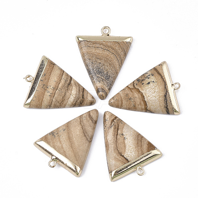 Electroplate Natural Picture Jasper Pendants G-S344-49C-1