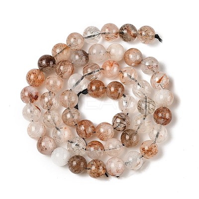 Natural Black Gold Rutilated Quartz Beads Strands G-H093-B02-8MM-1