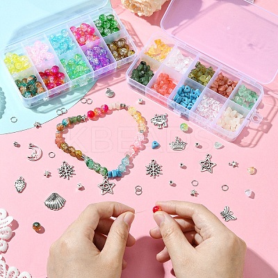 DIY Mixed Shapes Acrylic Beads & Alloy Pendants Bracelet Making Kits DIY-YW0010-99-1