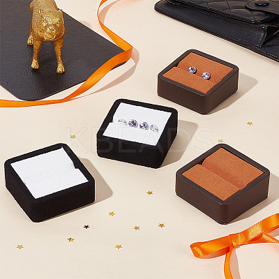 Square Velvet with Fibre Cloth Loose Diamond Jewelry Display Case ODIS-WH0038-23B-1