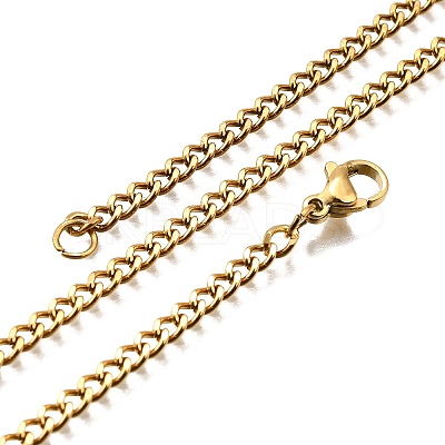 Ion Plating(IP) 304 Stainless Steel Curb Chain Necklaces NJEW-H492-01G-1