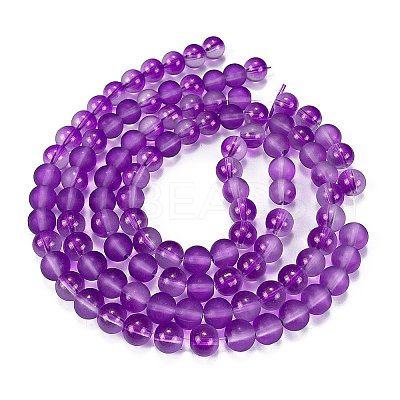 Frosted Transparent Glass Bead Strands GLAA-P065-8mm-15-1
