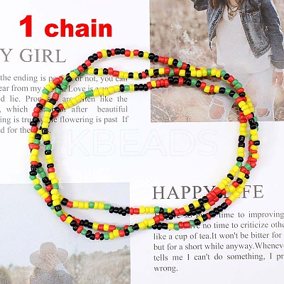 Glass Seed Rondelle Beaded Waist Beads WGC6815-11-1