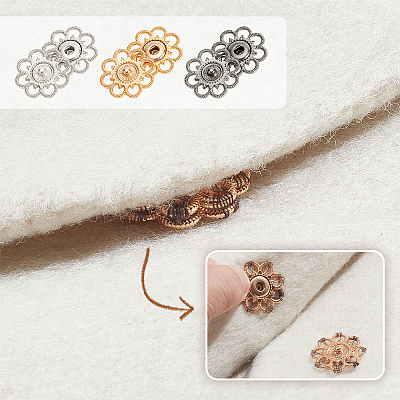 30Pcs 3 Colors Hollow Alloy Snap Buttons BUTT-NB0001-76-1