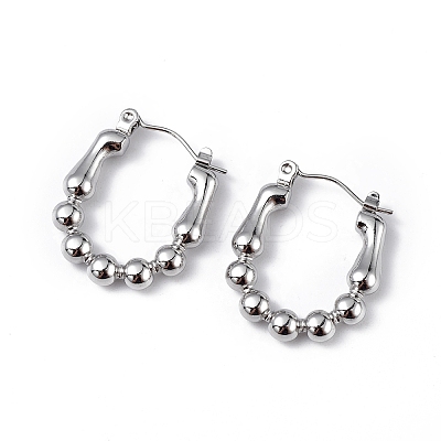 Non-Tarnish 304 Stainless Steel Round Beaded Hoop Earrings for Women EJEW-I284-17P-1