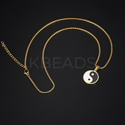 304 Stainless Steel Enamel Yin Yang Pendant Necklaces for Women LS-VV9279-1-1