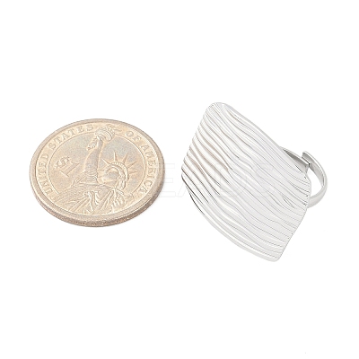 Anti-Tarnish 304 Stainless Steel Rectangle Open Cuff Rings RJEW-M047-12P-1