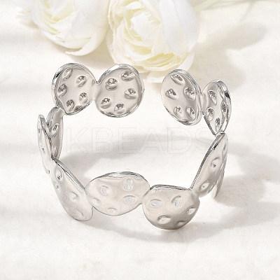 Hammered 304 Stainless Steel Cuff Bangles for Women BJEW-T030-03P-1