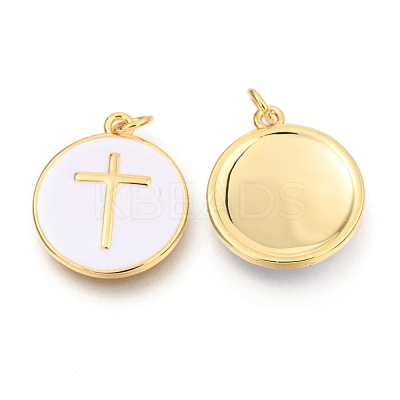 Brass Enamel Pendants KK-B027-02G-B-1