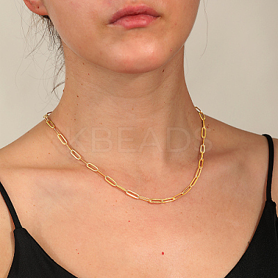 201 Stainless Steel Paperclip Chain Necklaces for Women LS-KC1989-1