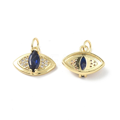 Brass Micro Pave Marine Blue Cubic Zirconia Charmss KK-E068-VF351-1