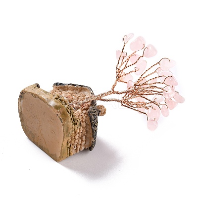 Resin & Natural Rose Quartz Model Ornament DJEW-Z001-01E-1
