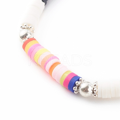 Handmade Polymer Clay Heishi Beaded Stretch Bracelets BJEW-JB06146-05-1