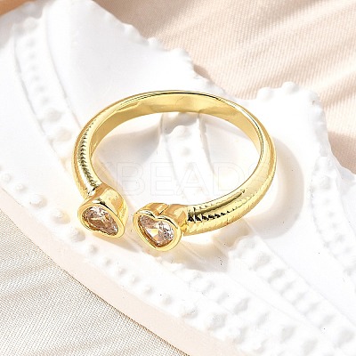 Brass Micro Pave Cubic Zirconia Cuff Rings for Women RJEW-F181-09G-01-1