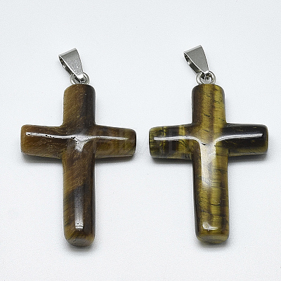Natural Tiger Eye Pendants X-G-T122-18K-1