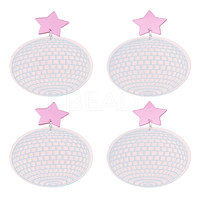 2 Pairs Disco Ball Acrylic Dangle Stud Earrings for Women EJEW-LP0001-53-1