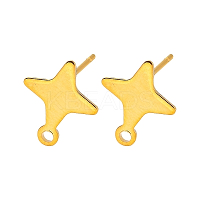 Star Shape 201 Stainless Steel Stud Earrings Findings X-STAS-Q251-02G-1